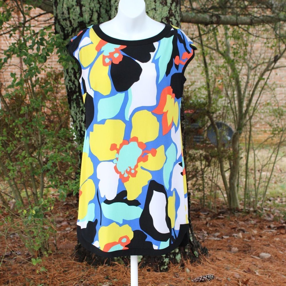 Laundry by Design Women's Petite Small Midi Sleeveless Sheath Dress Tropical